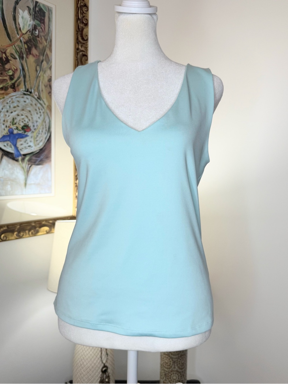 Versona Aqua Blue Sleeveless V-Neck Tank Top Women’s Medium Stretch Knit